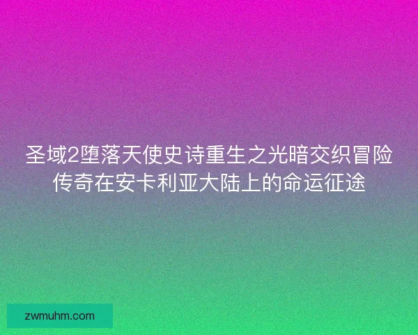 圣域2堕落天使史诗重生之光暗交织冒险传奇在安卡利亚大陆上的命运征途