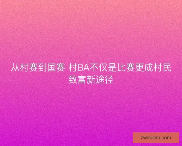 从村赛到国赛 村BA不仅是比赛更成村民致富新途径