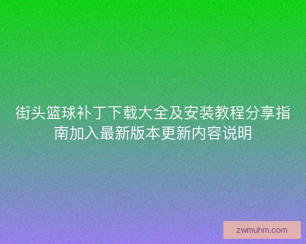 街头篮球补丁下载大全及安装教程分享指南加入最新版本更新内容说明 街头篮球补丁下载大全及安装教程分享指南加入最新版本更新内容说明