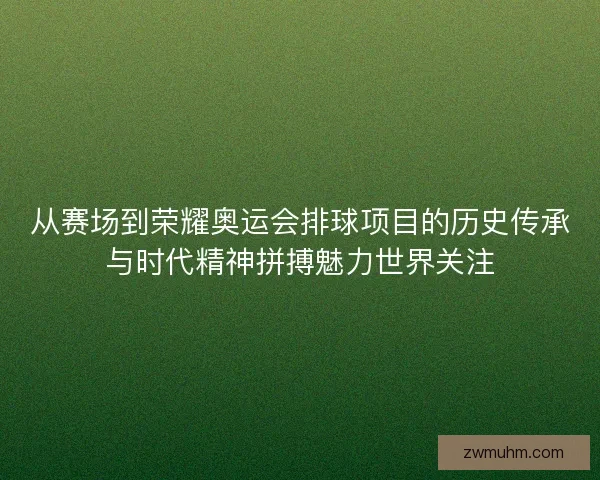 从赛场到荣耀奥运会排球项目的历史传承与时代精神拼搏魅力世界关注